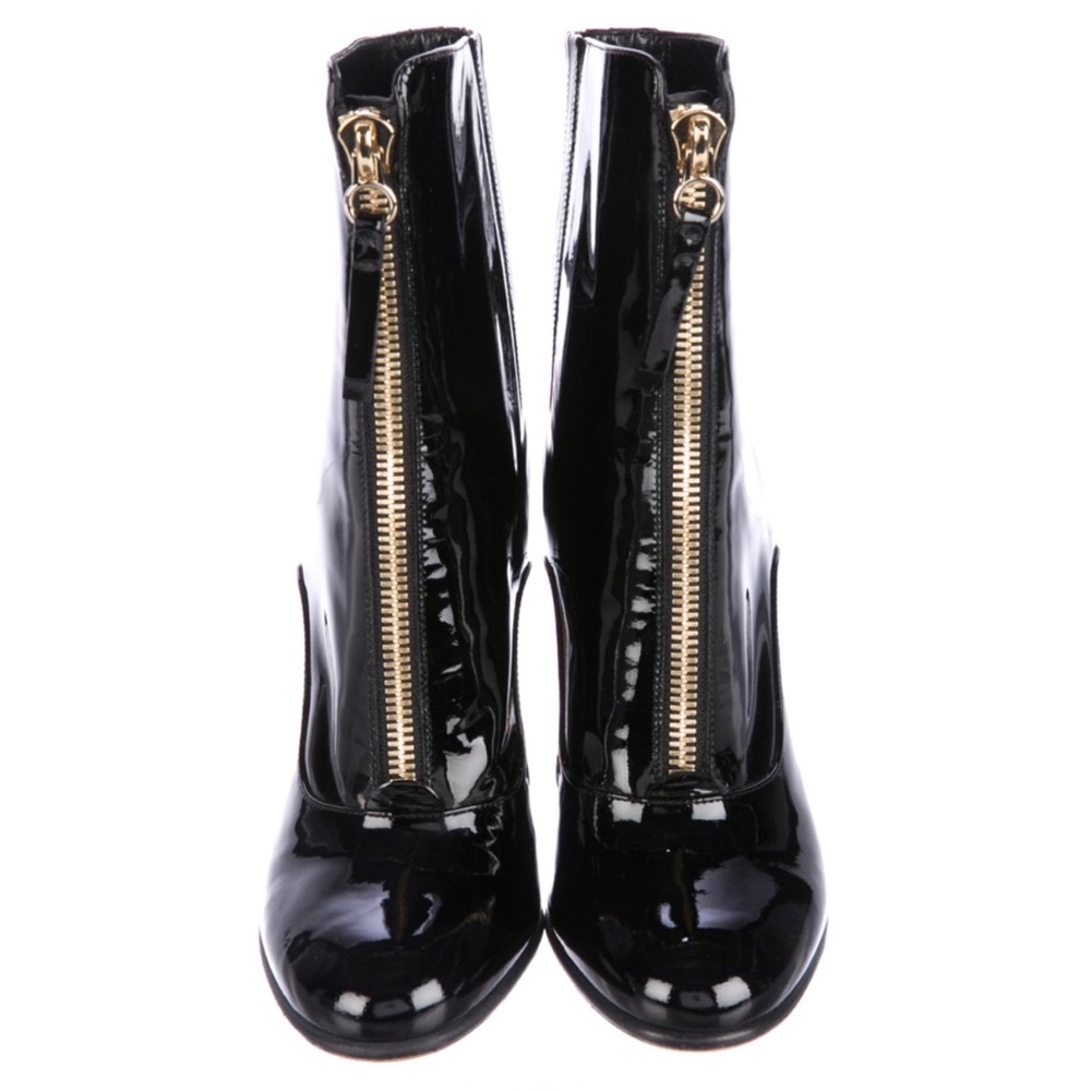 Valentino Rebelle black patent leather booties